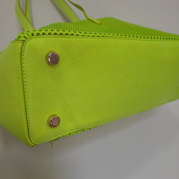 Suarez New York Tote Bag Perforated Made In Italy Blush Green Yellow - Picture 6 of 9